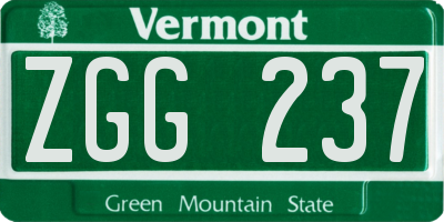 VT license plate ZGG237