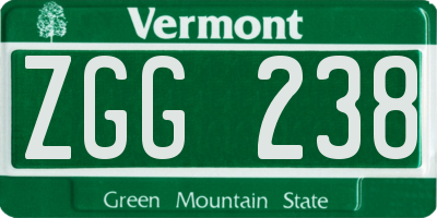 VT license plate ZGG238