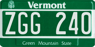 VT license plate ZGG240