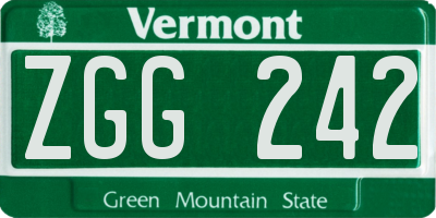 VT license plate ZGG242