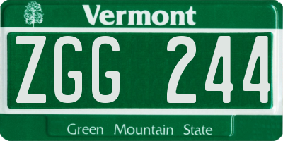 VT license plate ZGG244