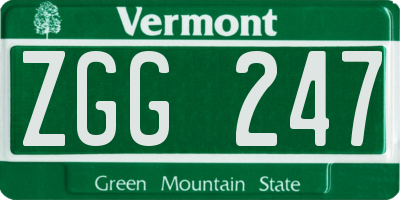 VT license plate ZGG247