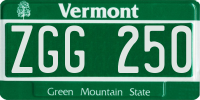 VT license plate ZGG250
