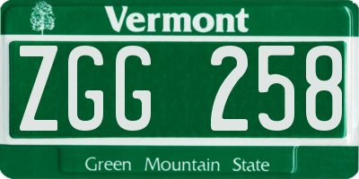 VT license plate ZGG258