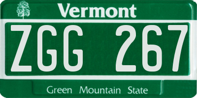VT license plate ZGG267