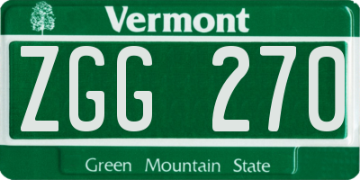 VT license plate ZGG270