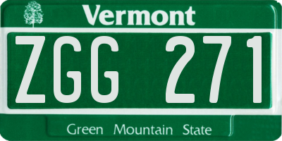 VT license plate ZGG271