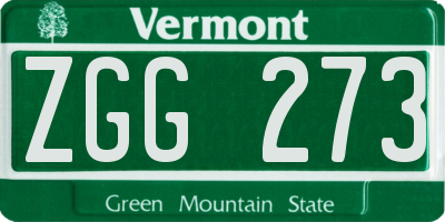 VT license plate ZGG273