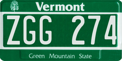 VT license plate ZGG274