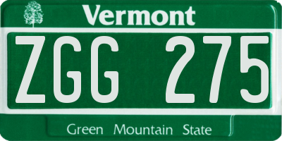 VT license plate ZGG275