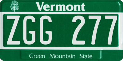 VT license plate ZGG277