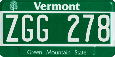 VT license plate ZGG278