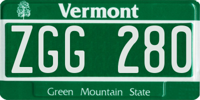 VT license plate ZGG280