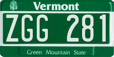 VT license plate ZGG281