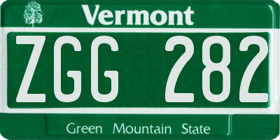 VT license plate ZGG282