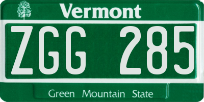 VT license plate ZGG285