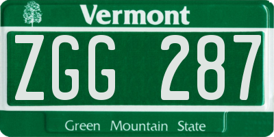 VT license plate ZGG287