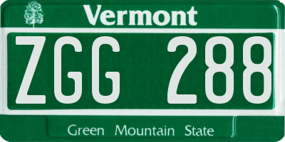 VT license plate ZGG288