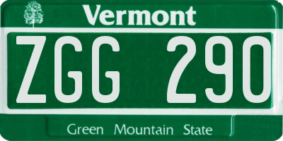 VT license plate ZGG290