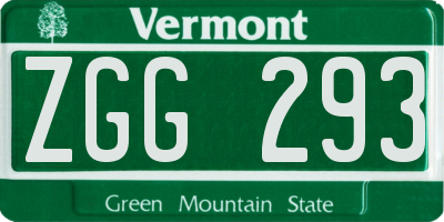 VT license plate ZGG293