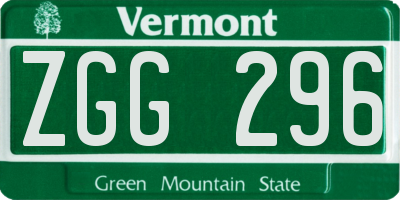 VT license plate ZGG296