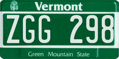 VT license plate ZGG298
