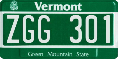 VT license plate ZGG301