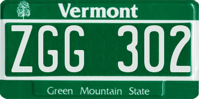 VT license plate ZGG302