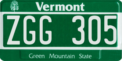 VT license plate ZGG305
