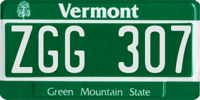 VT license plate ZGG307