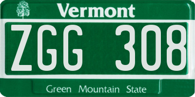 VT license plate ZGG308