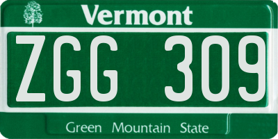 VT license plate ZGG309