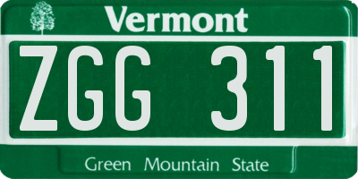 VT license plate ZGG311