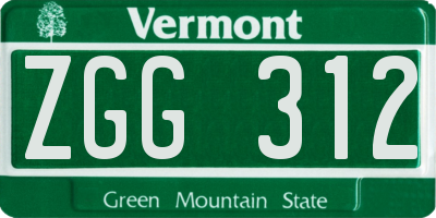 VT license plate ZGG312