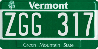 VT license plate ZGG317