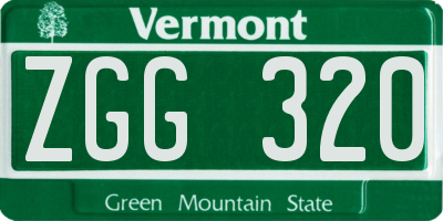 VT license plate ZGG320