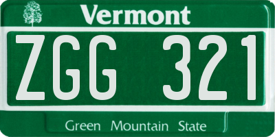 VT license plate ZGG321