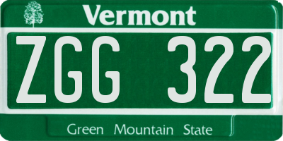 VT license plate ZGG322