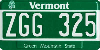 VT license plate ZGG325