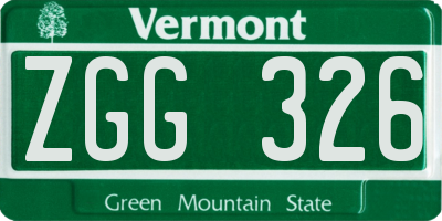 VT license plate ZGG326