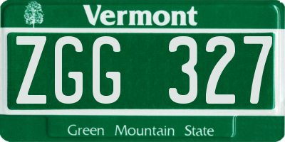 VT license plate ZGG327