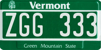 VT license plate ZGG333