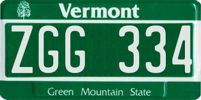VT license plate ZGG334