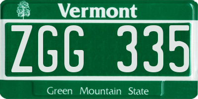 VT license plate ZGG335