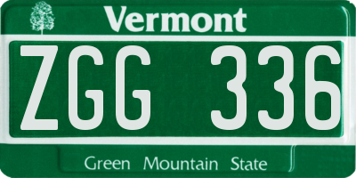 VT license plate ZGG336