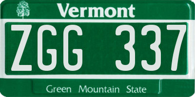 VT license plate ZGG337