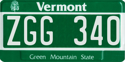 VT license plate ZGG340