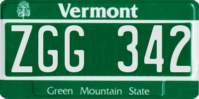 VT license plate ZGG342