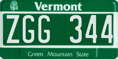 VT license plate ZGG344