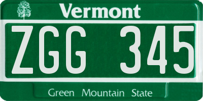 VT license plate ZGG345